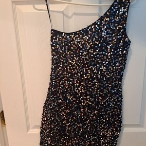 Forever 21 one shoulder Blue Sparkle Dress Size S